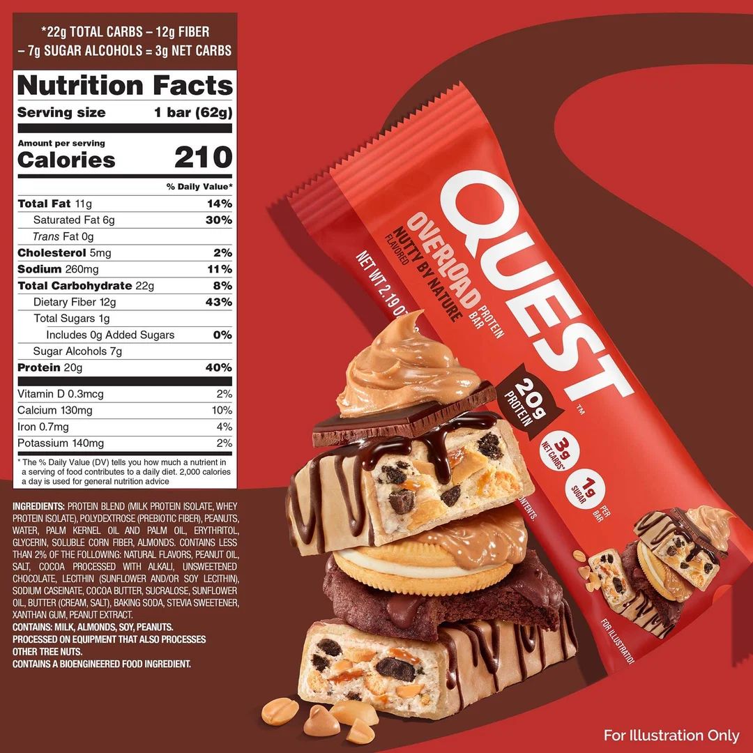 Quest Nutrition Overload Protein Bar 12x60g Nutty by Nature