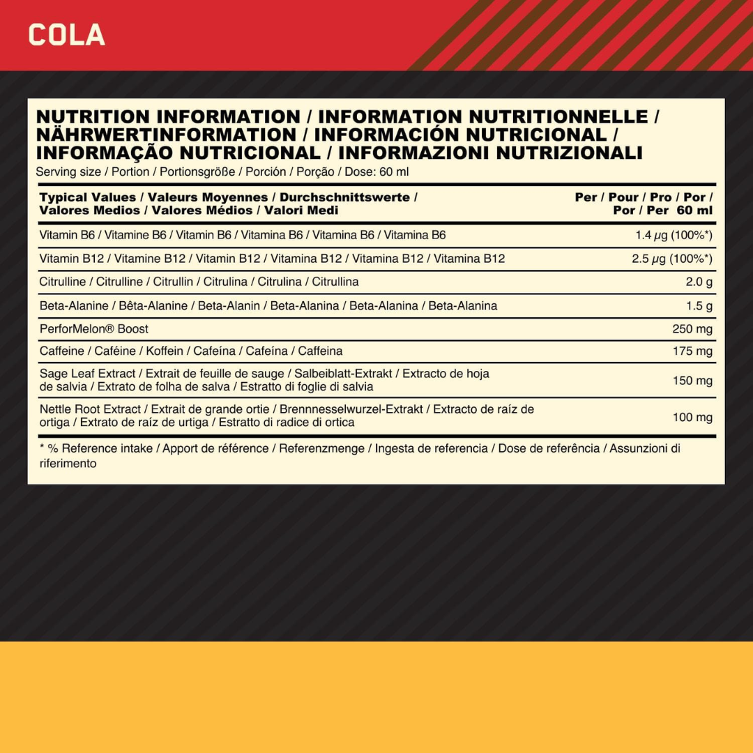 Optimum Nutrition Gold Standard Pre-Workout Shot 60ml Cola