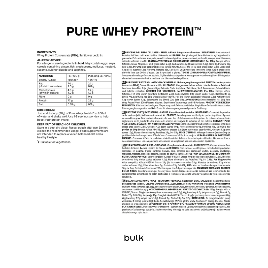 Bulk Pure Whey Protein 2.5kg Unflavoured