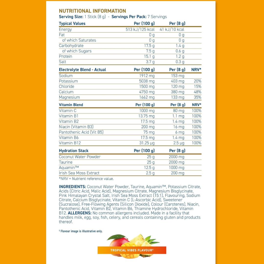 Applied Nutrition Hydration+ Electrolyte & Vitamin Powder Sticks 7x8g Tropical Vibes