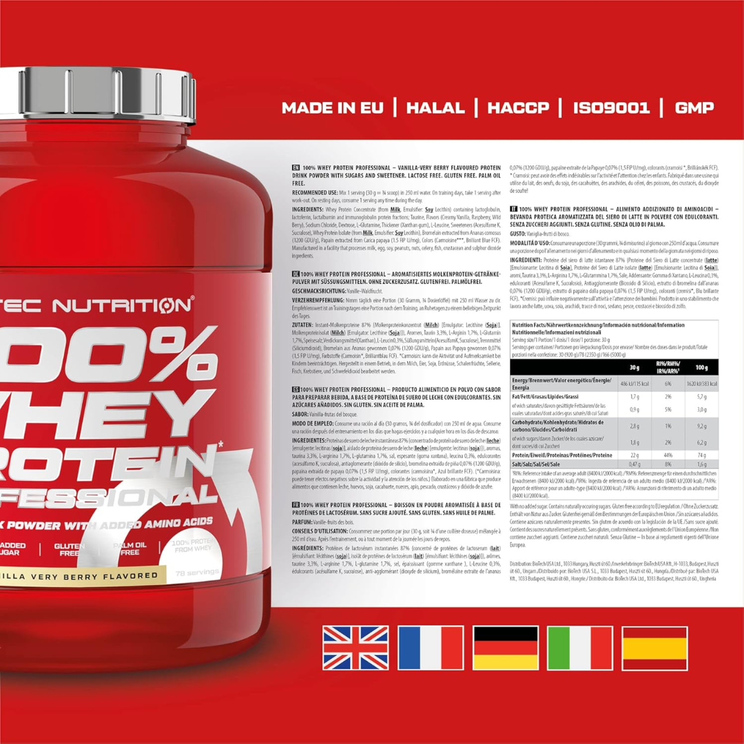 Scitec Nutrition 100% Whey Protein Professional 2350g Vanilla Very Berry