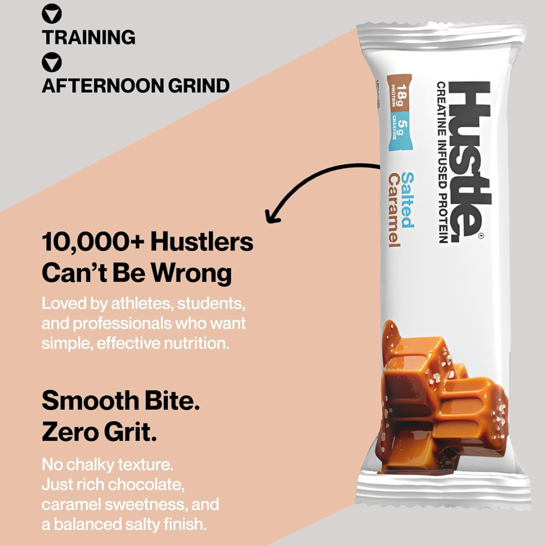 Hustle Creatine Protein Bar 12x75g Salted Caramel