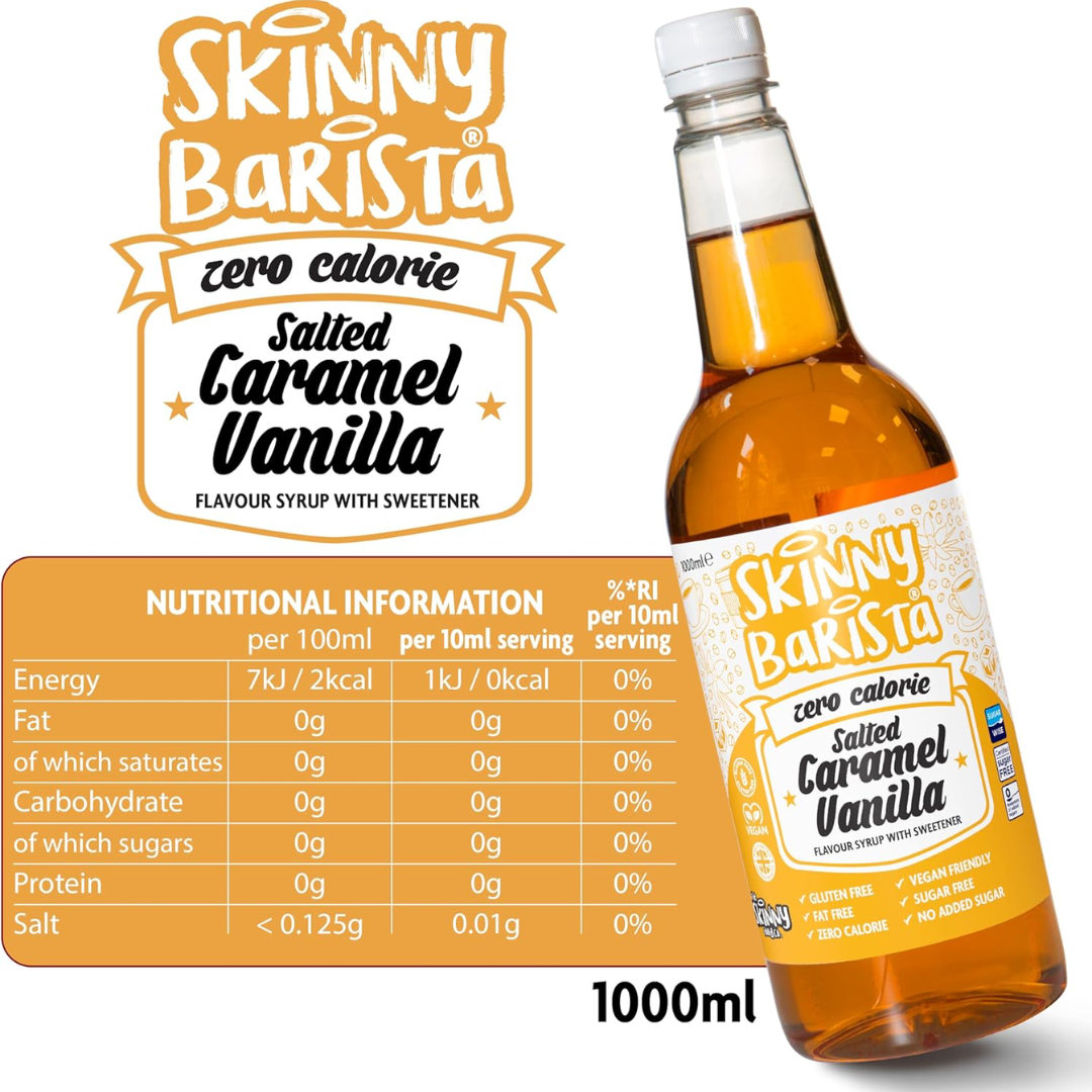 The Skinny Food Co Skinny Barista Zero Calorie Coffee Syrup 1000ml Salted Caramel Vanilla