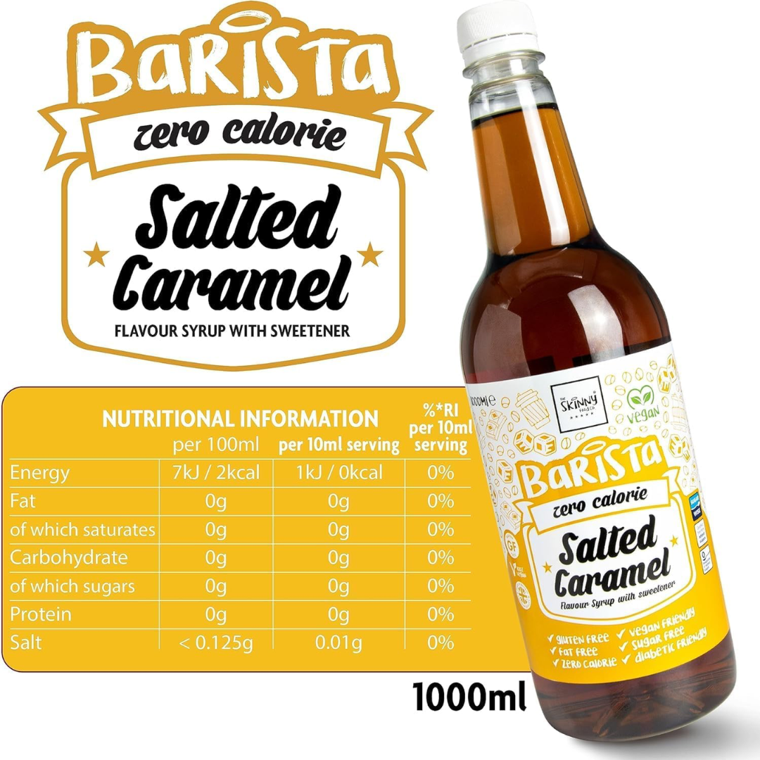 The Skinny Food Co Skinny Barista Zero Calorie Coffee Syrup 1000ml Salted Caramel