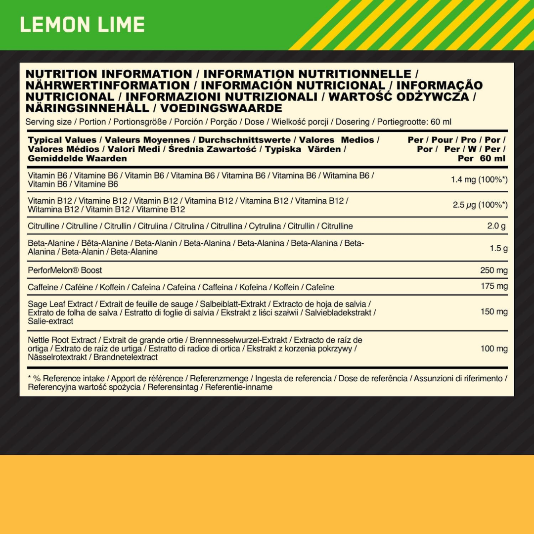 Optimum Nutrition Gold Standard Pre-Workout Shot 60ml Lemon & Lime