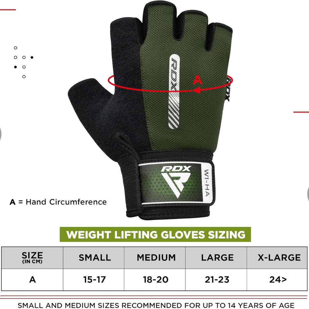 RDX Gym Weight Lifting Gloves W1 Half Plus S Army Green