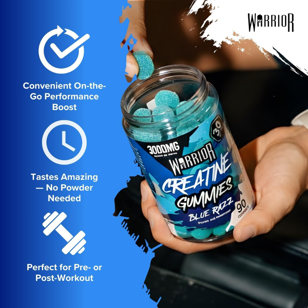 Warrior Creatine Gummies 90 Tabs Blue Razz