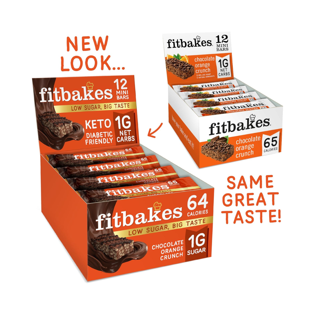 Fitbakes Crunch Bar 12x19g Choc Orange
