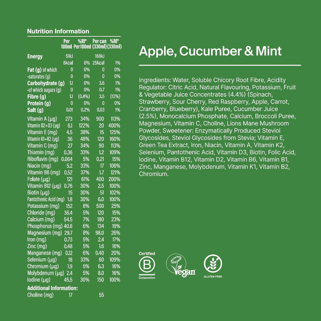 Huel Daily Greens RTD 12x330ml Apple, Cucumber & Mint