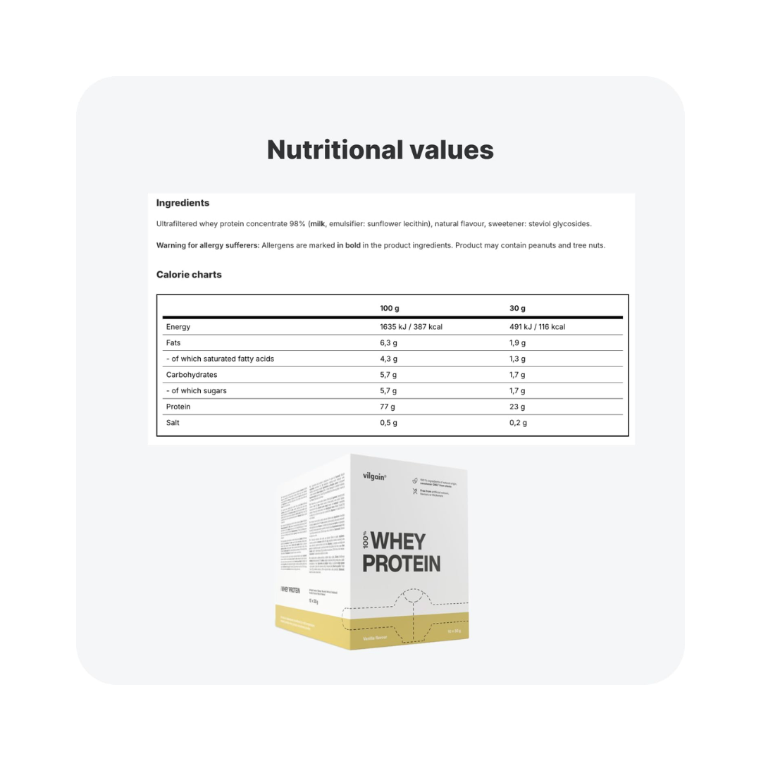 Vilgain Grass-fed Whey Protein 30g Vanilla