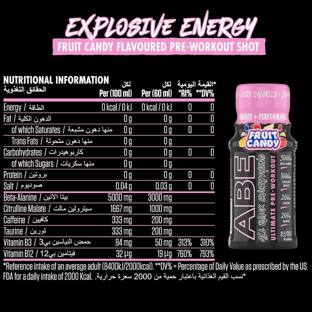 Applied Nutrition ABE (All Black Everything) Shots 60ml Fruit Candy