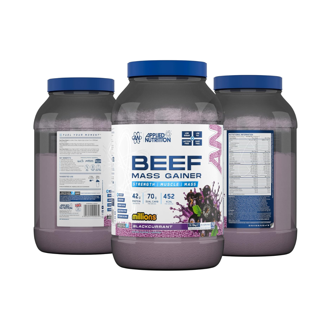 Applied Nutrition Beef Mass Gainer 3.13kg Blackcurrant Millions