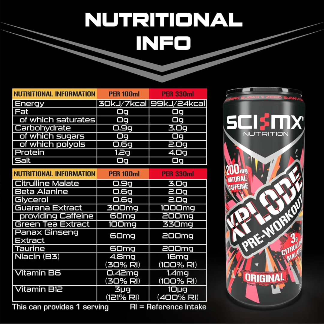 SCI-MX X-PLODE Pre-Workout Energy Drink 12x330ml Original