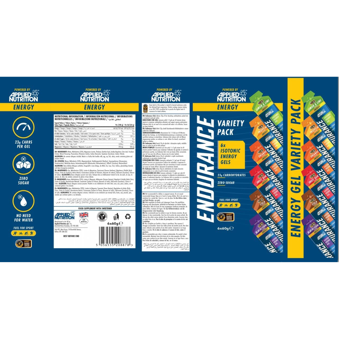 Applied Nutrition Endurance Energy Gel Variety Pack 6x60g Variety