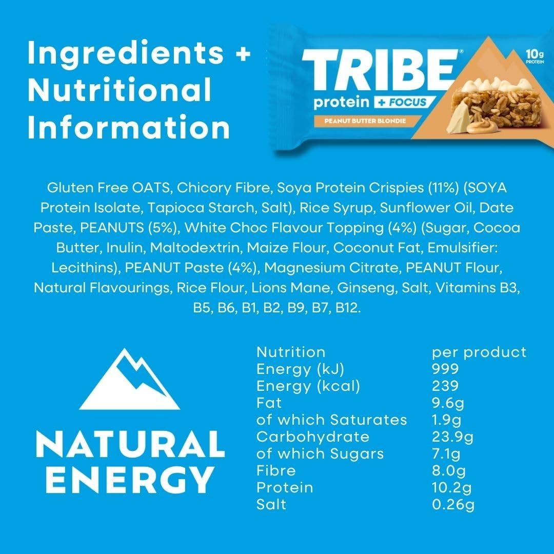 Tribe Protein + Focus Flapjack 12x60g Peanut Butter Blondie