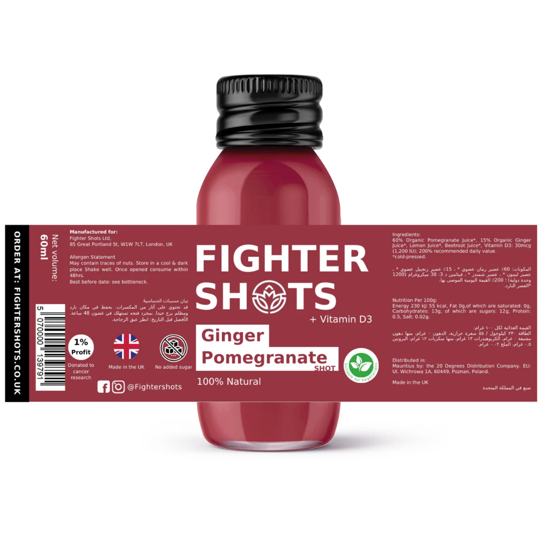 Fighter Shots 12x60ml Ginger Pomegranate