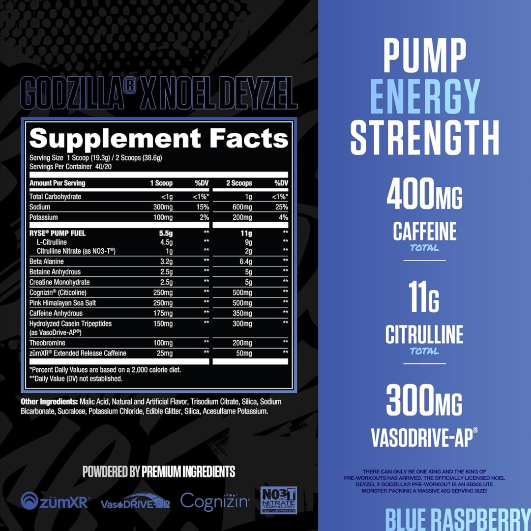 RYSE Godzilla Pre-Workout 792g Blue Raspberry