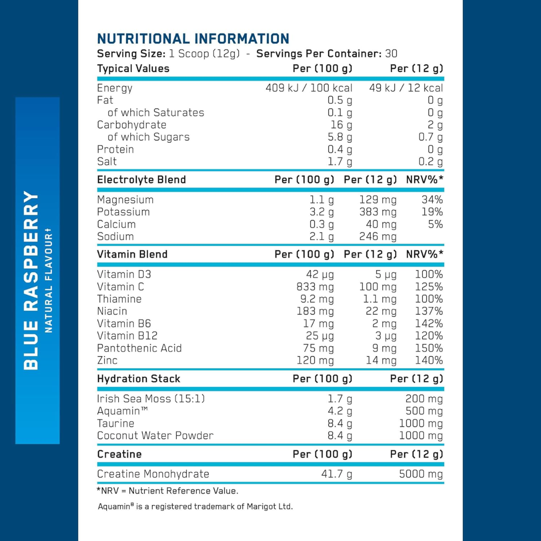 Applied Nutrition Creatine + Hydration 360g Blue Raspberry