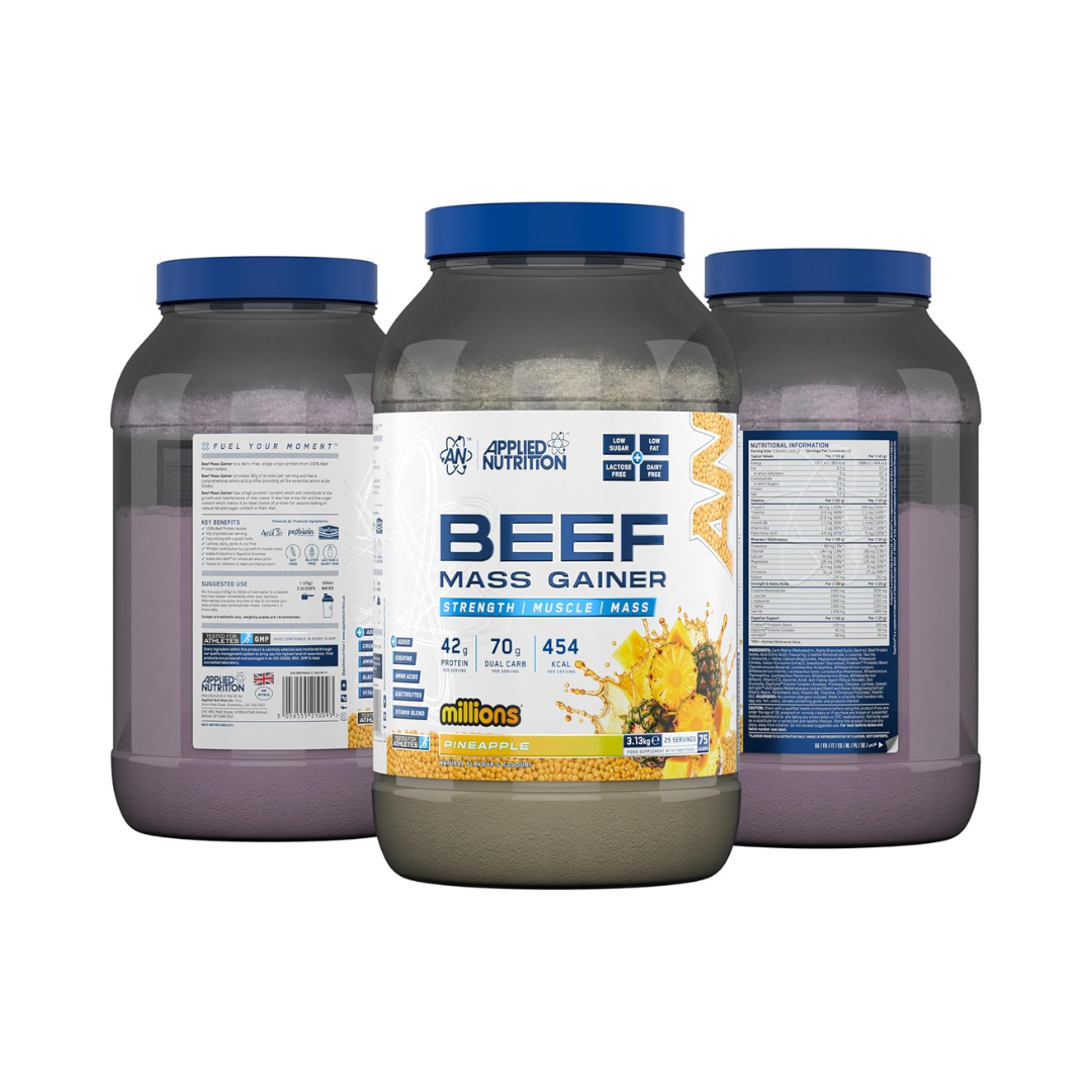 Applied Nutrition Beef Mass Gainer 3.13kg Pineapple Millions