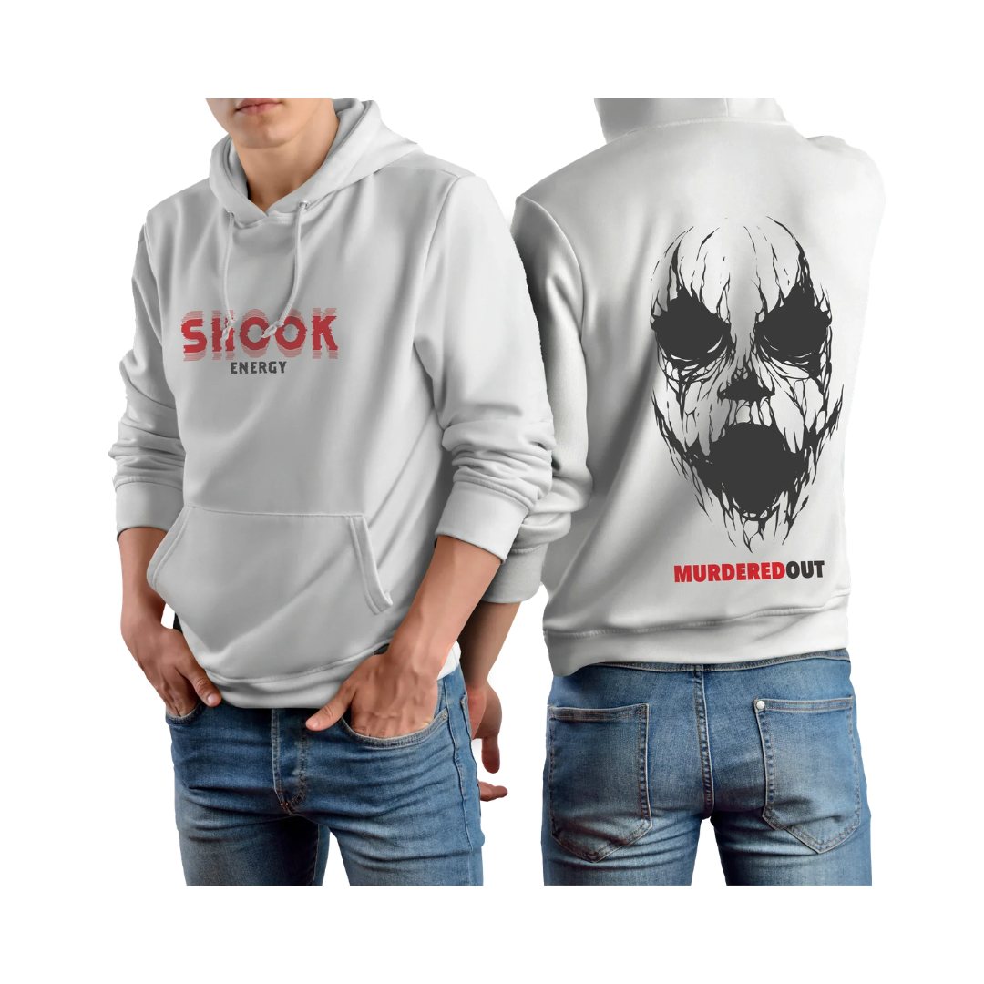 Murdered Out Shook Hoodie Large White