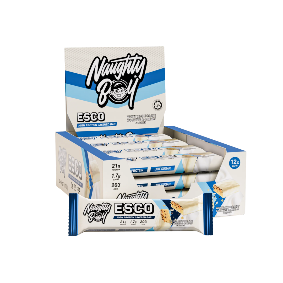 Naughty Boy Esco Bar 12x65g White Chocolate Cookies & Cream