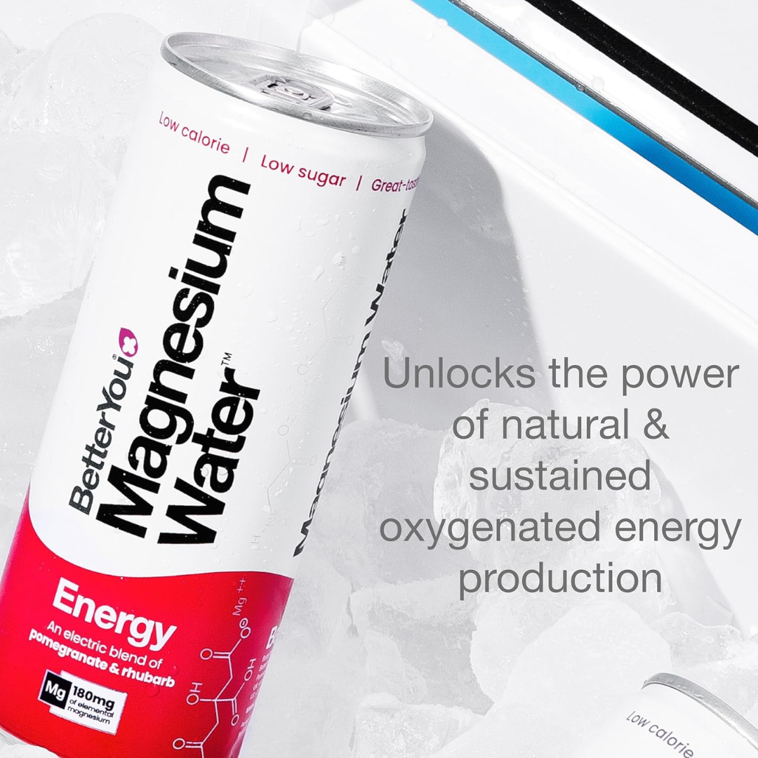 BetterYou Magnesium Water 12x250ml - Pomegranate & Ruhbarb - Energy
