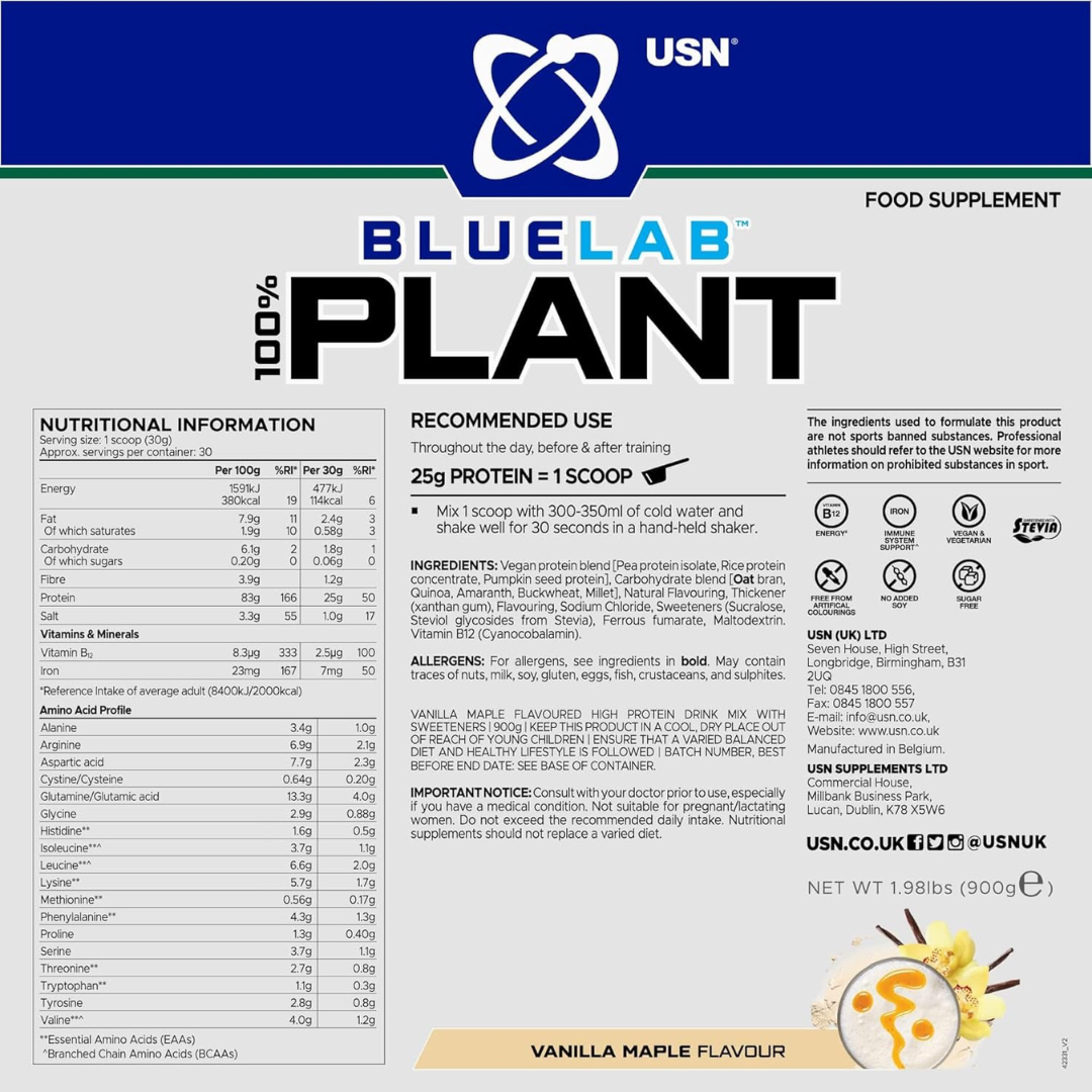 USN 100% Plant Protein 900g - Strawberry