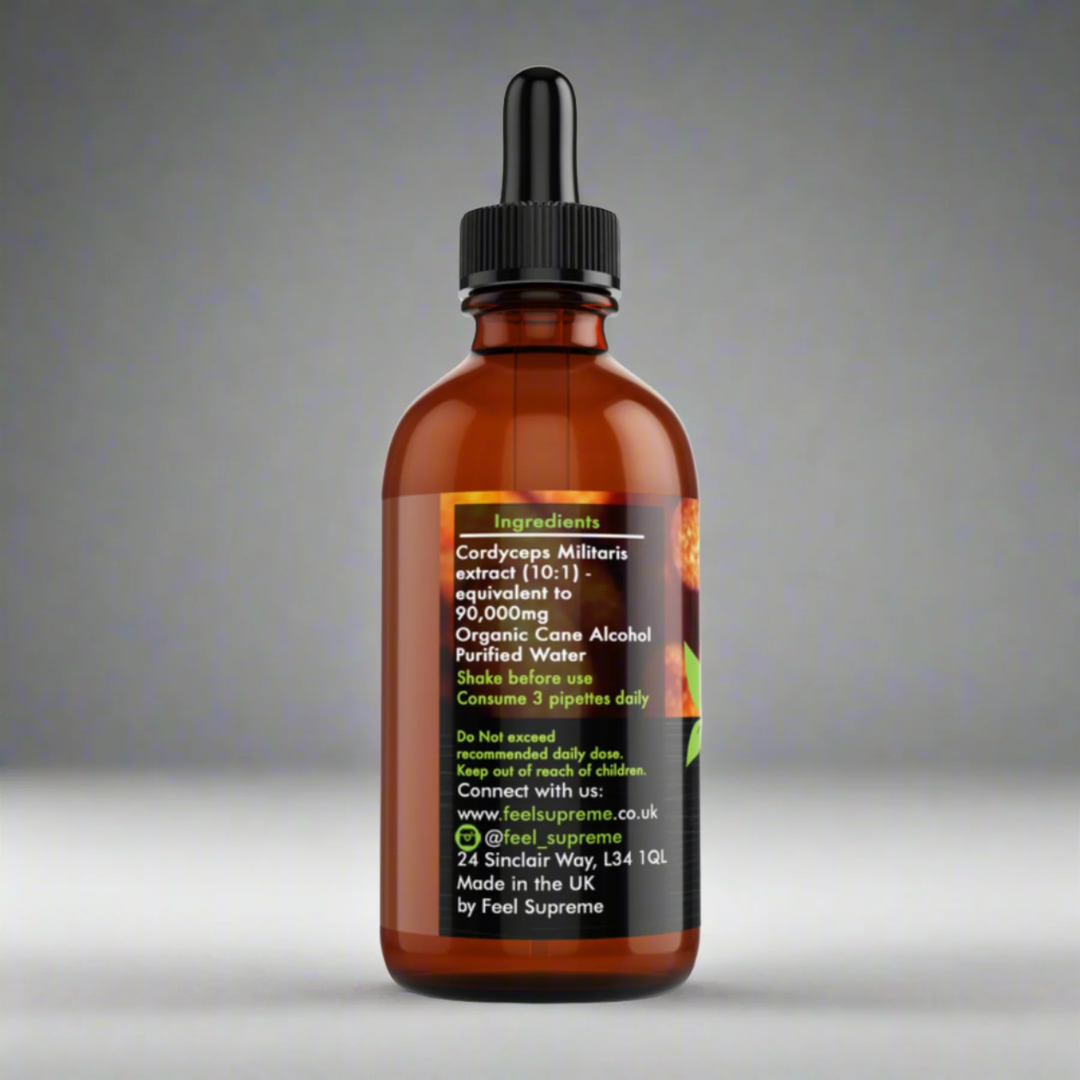 Feel Supreme Cordyceps Militaris Liquid | High Strength Tincture for Stamina 60ml
