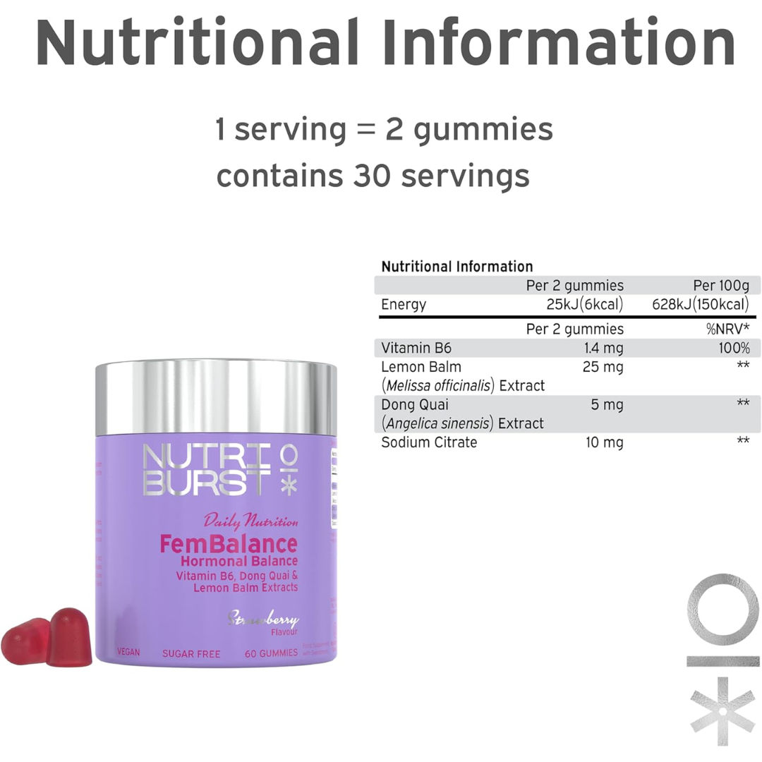 Nutriburst Fembalance 60 Gummies Strawberry