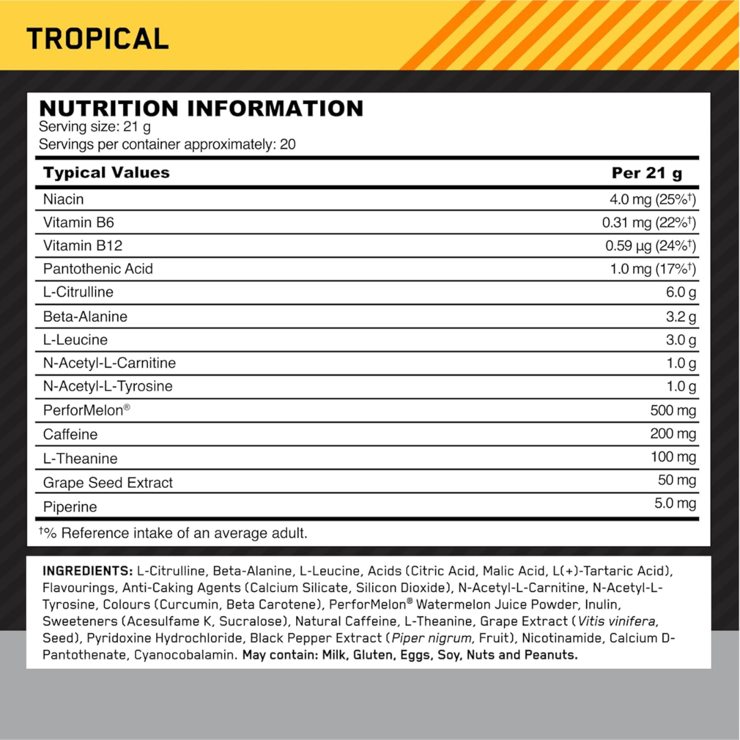 Optimum Nutrition Platinum Pre-Workout 420g - Tropical