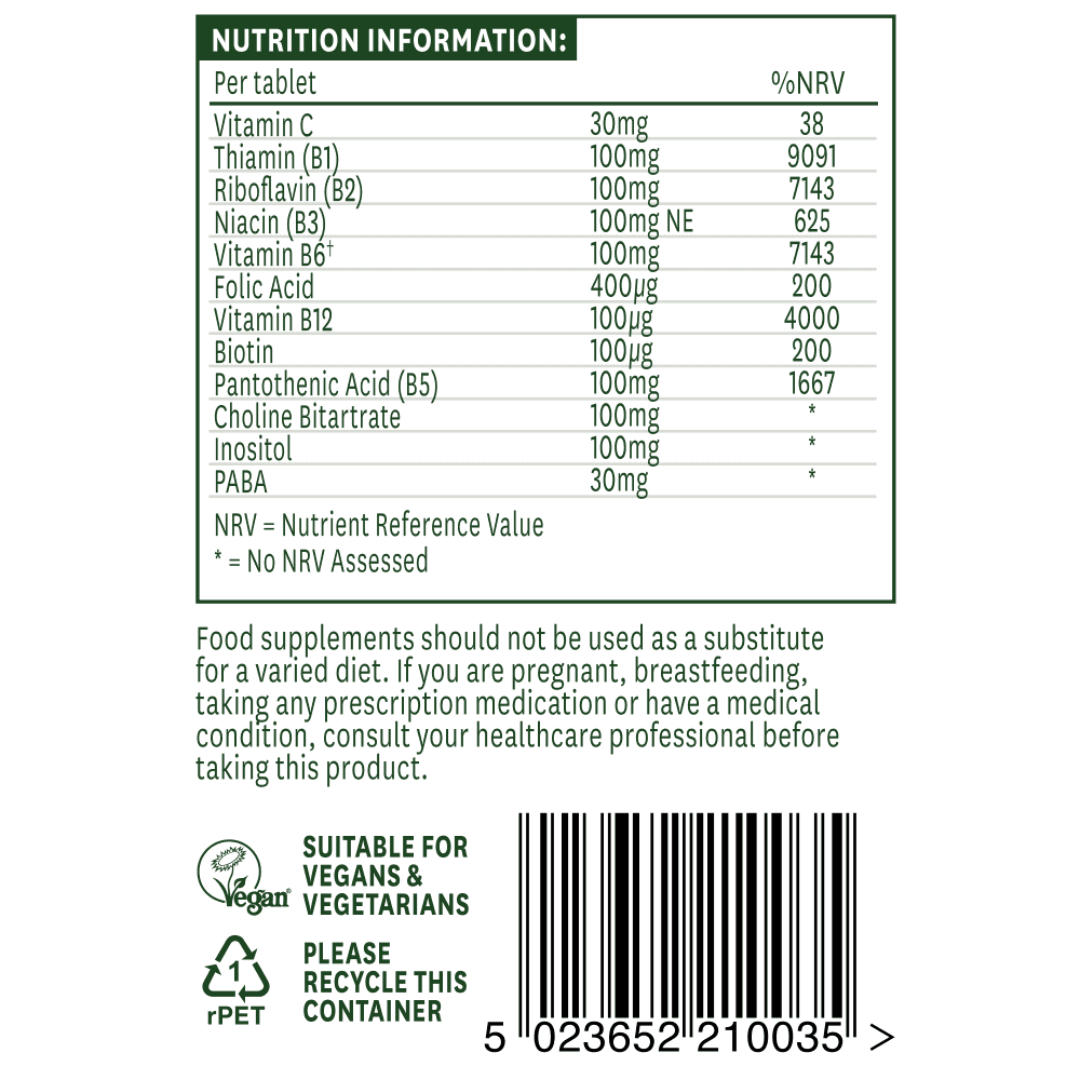 Natures Aid Vit B Complex 100mg Time Release (Mega Potency) 30 Tabs