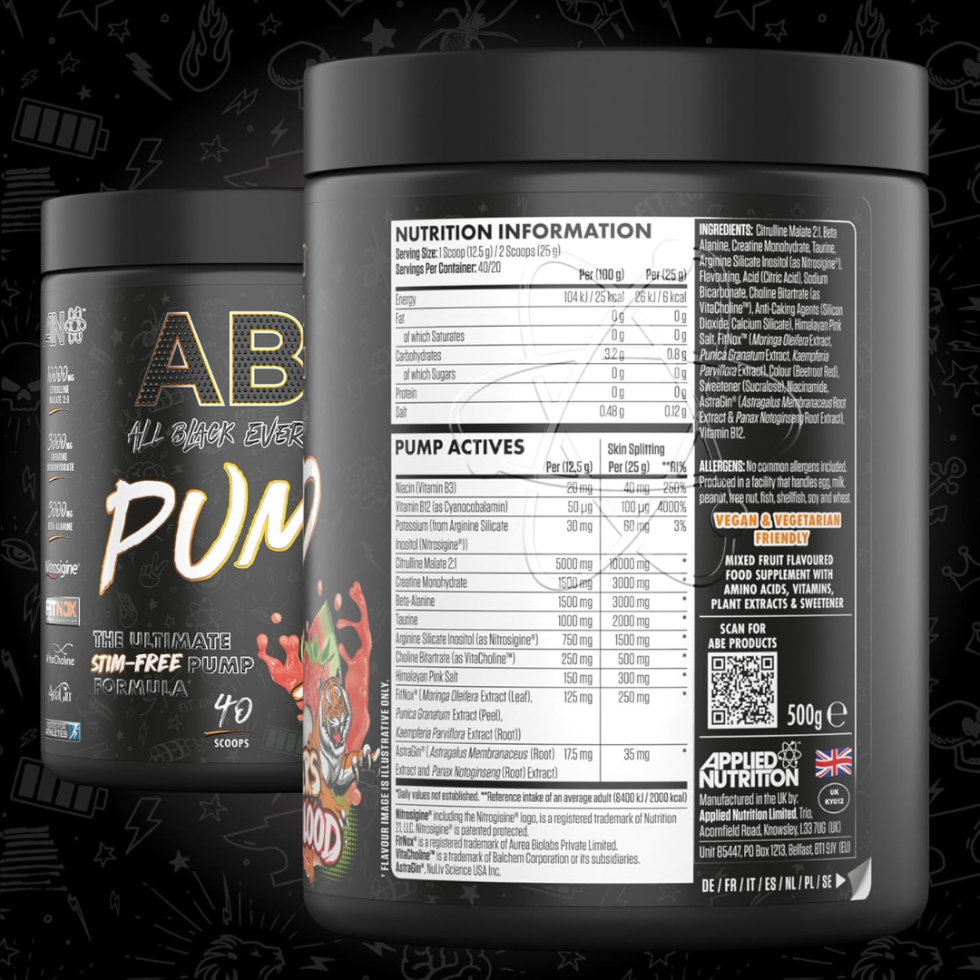 Applied Nutrition ABE All Black Everything PUMP Pre-Workout 500g - Blue Razz