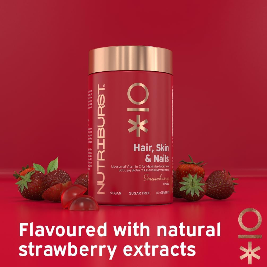 Nutriburst Hair, Skin & Nails 60 Gummies Strawberry