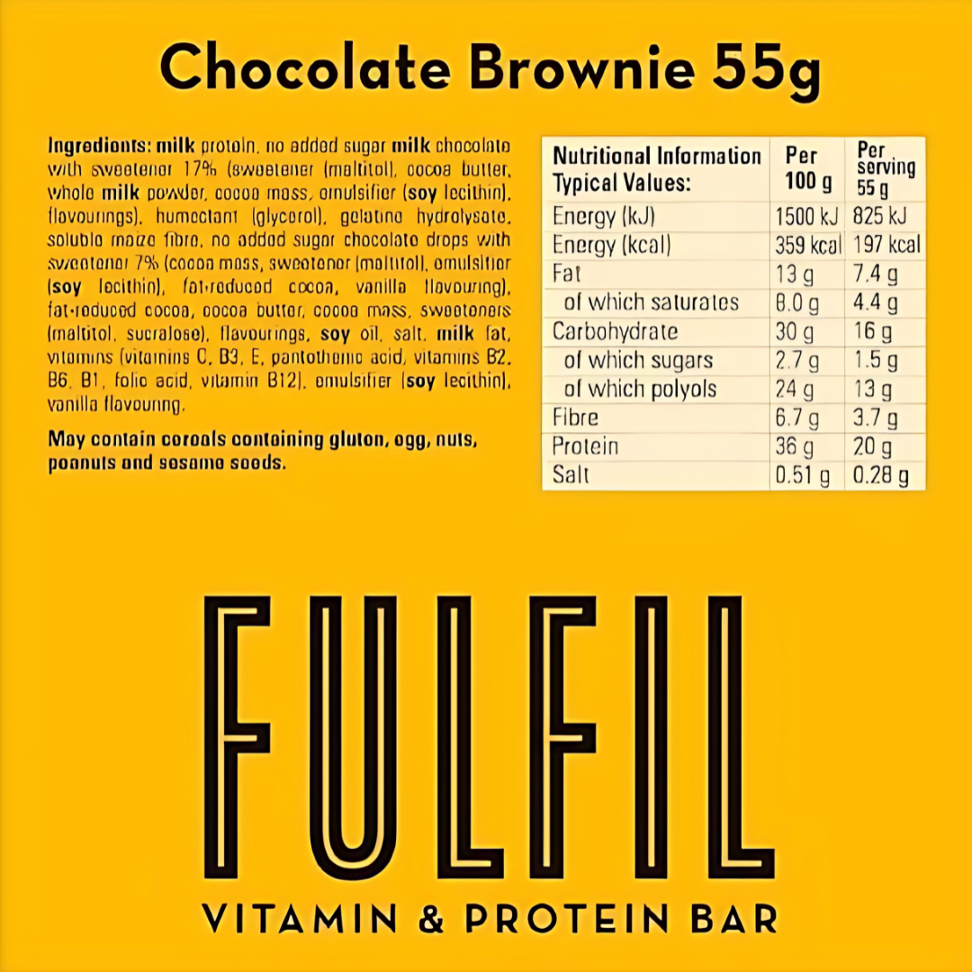 Fulfil Nutrition Vitamin & Protein Bar 15x55g Chocolate Brownie