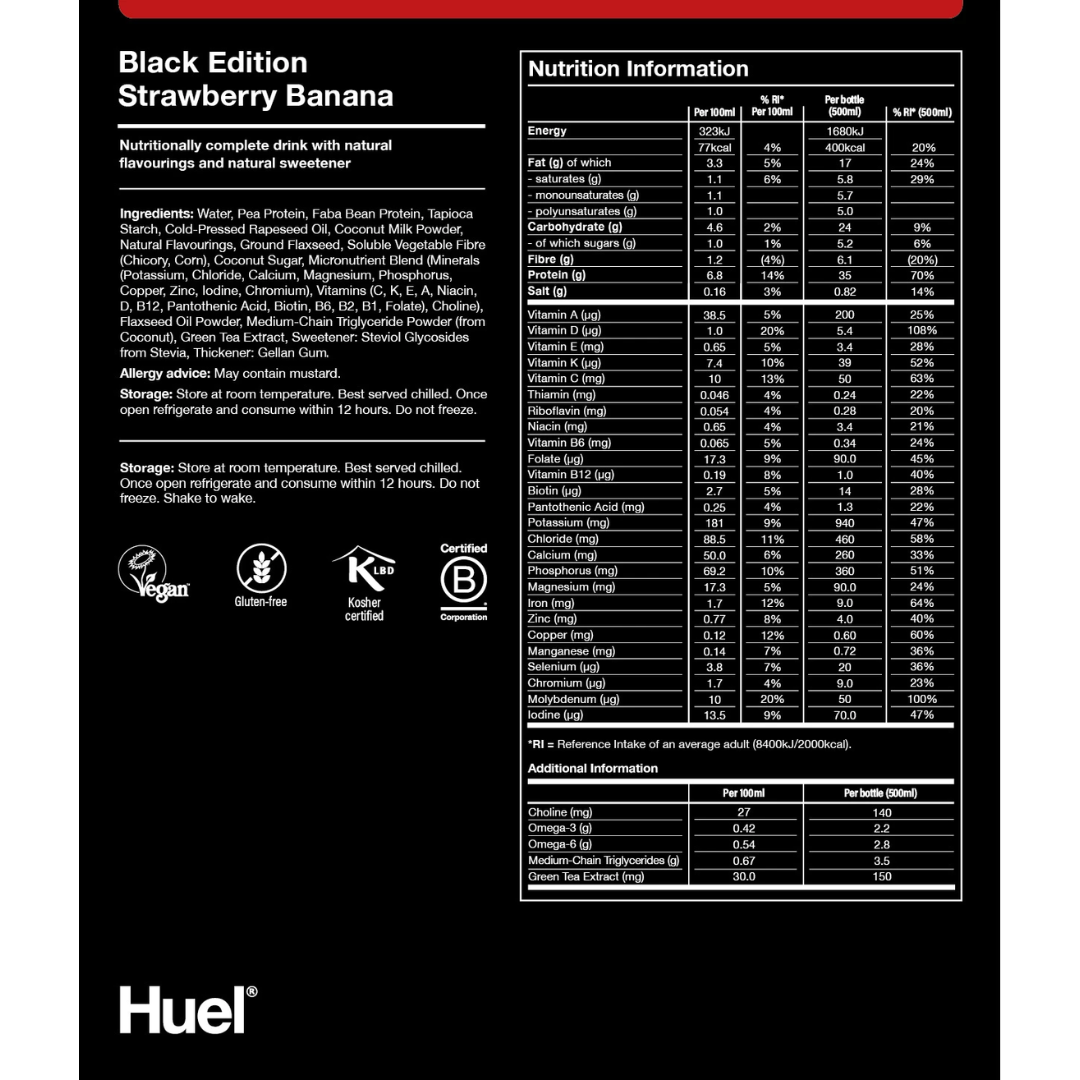 Huel Ready-to Drink Black Edition 8x500ml - Strawberry & Banana