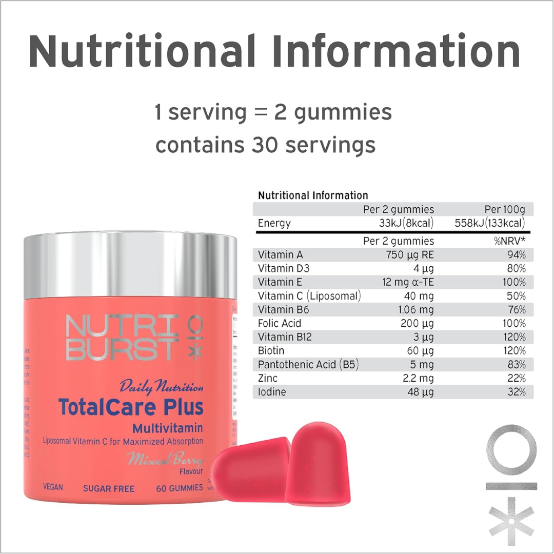 Nutriburst Totalcare Plus 60 Gummies Mixed Berry