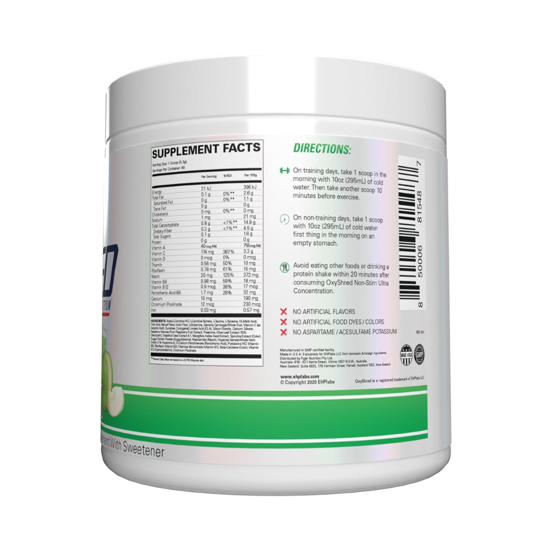EHP Labs OxyShred Non-Stim Ultra Concentration 60 Servings - HoneyDew Melon
