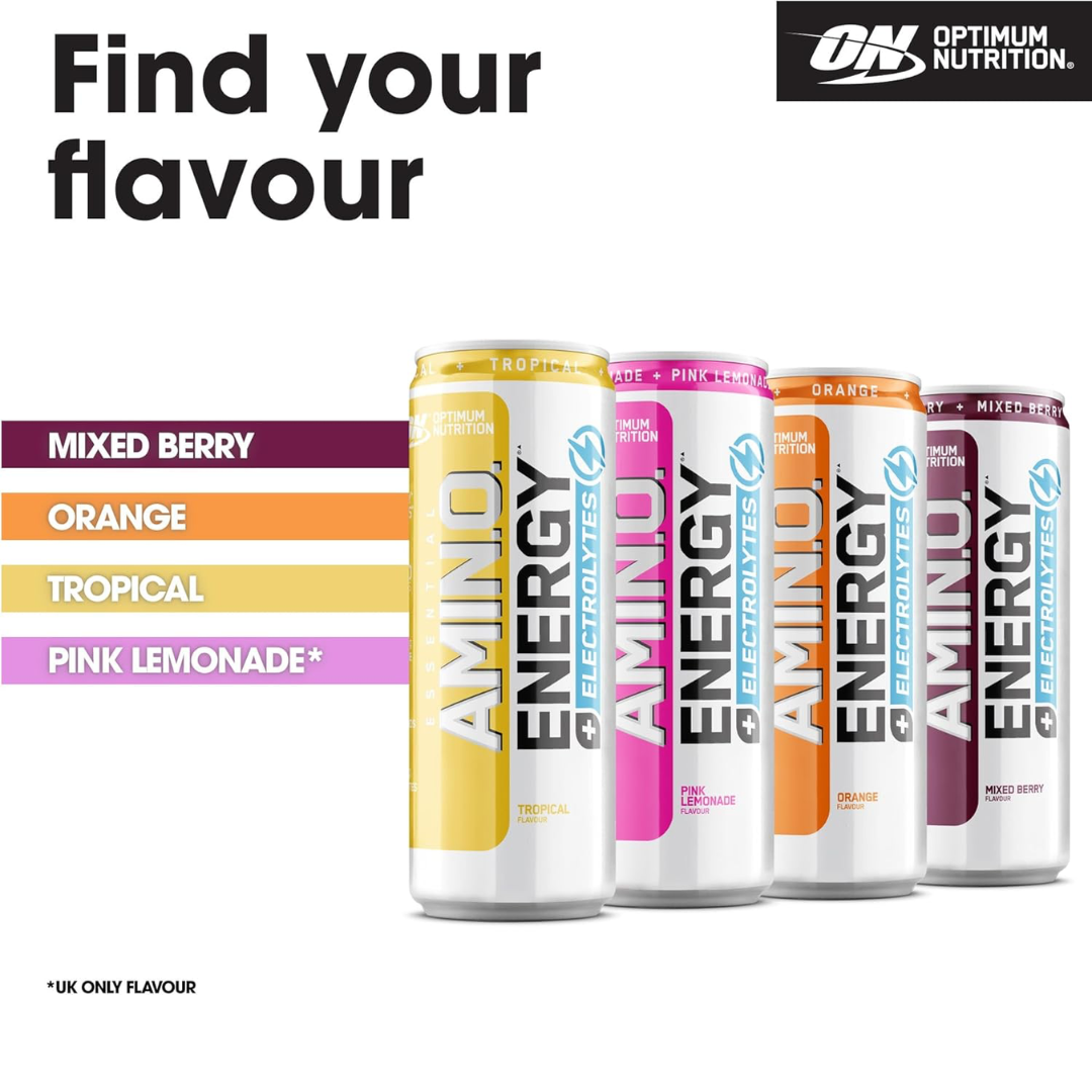 Optimum Nutrition Amino Energy + Electrolyte RTD 24x250ml - Pink Lemonade