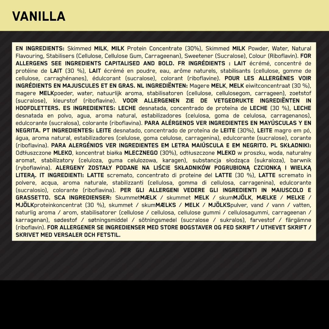 Optimum Nutrition Protein Shake 12x330ml - Vanilla