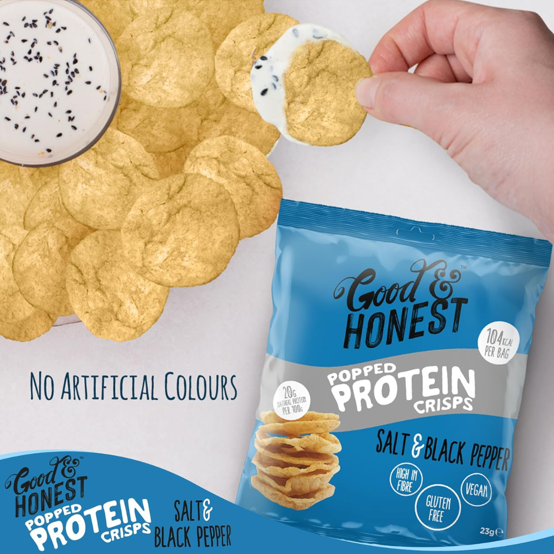 Good & Honest Popped Protein Crisps 24x23g - Salt & Pepper