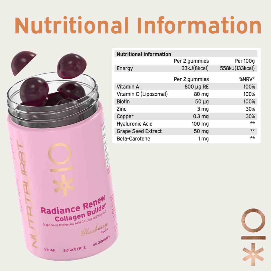 Nutriburst Collagen Revive 60 Gummies Blueberry