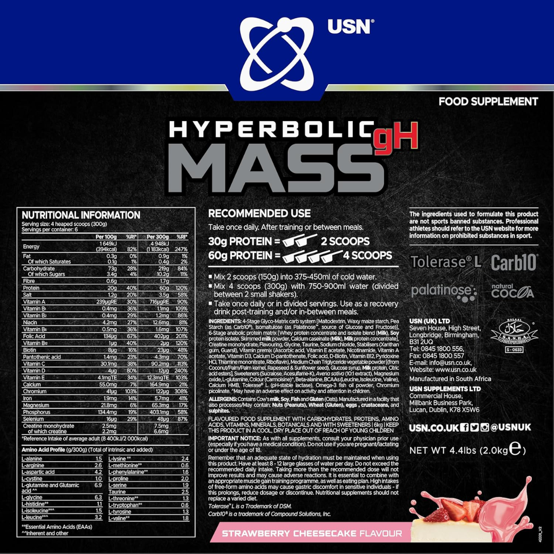 USN Hyperbolic Mass 2kg - Strawberry Cheesecake