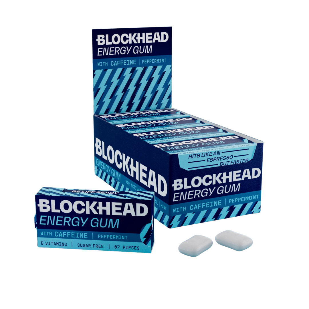 Blockhead Energy Gum 12 Packs of 7 Pieces Peppermint