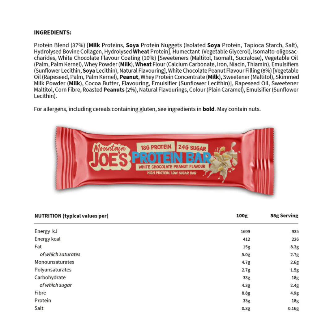 Mountain Joe's Protein Bar 12x55g - Chocolate Hazelnut