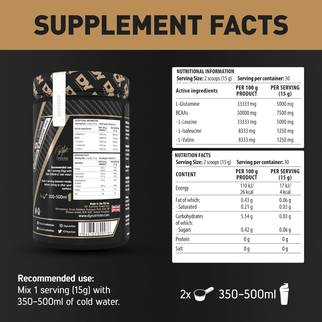 DY Nutrition Hit BCAA 4:1:1 + Glutamine 450g - Peach