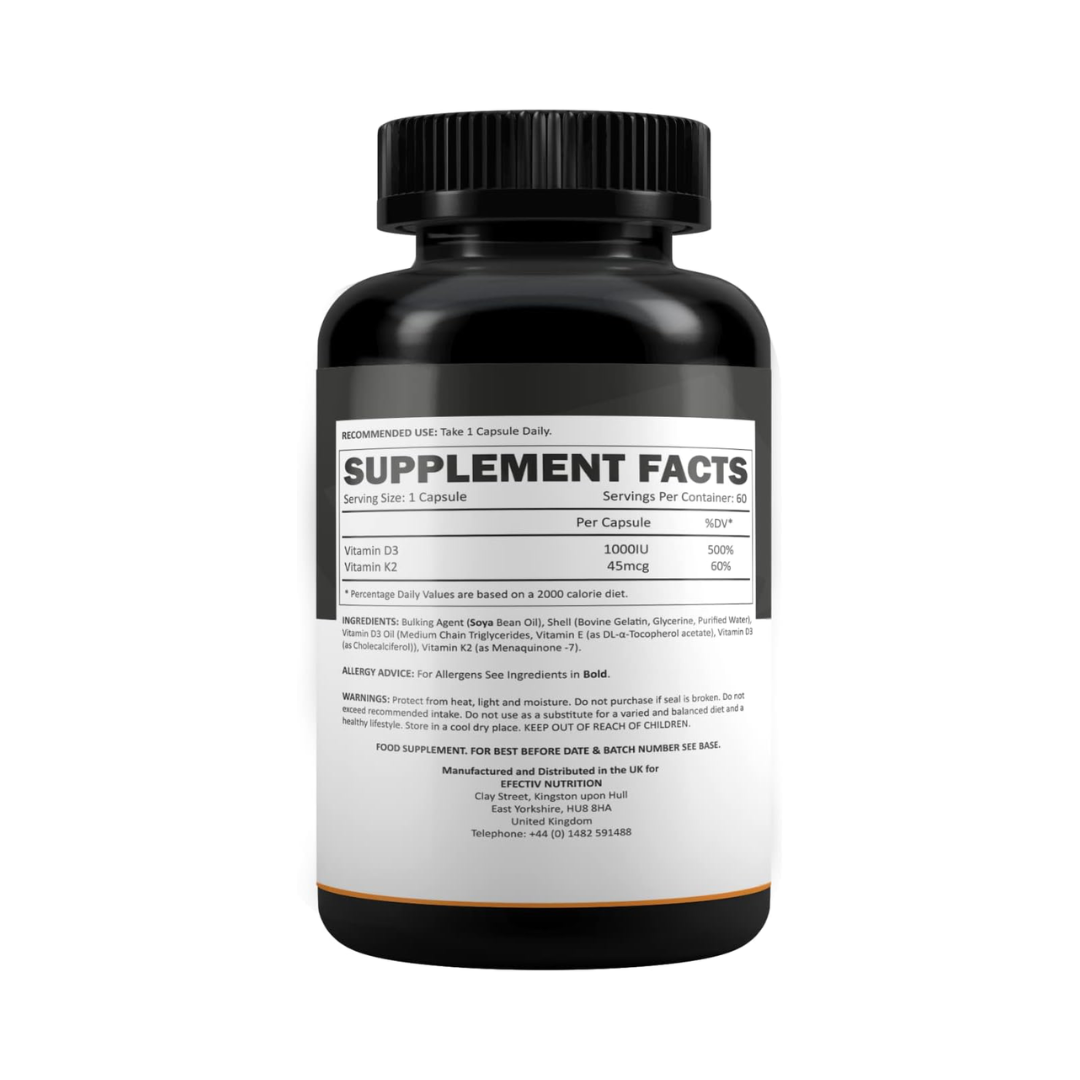 Efectiv Nutrition Vitamin D3 with K2 60 Caps