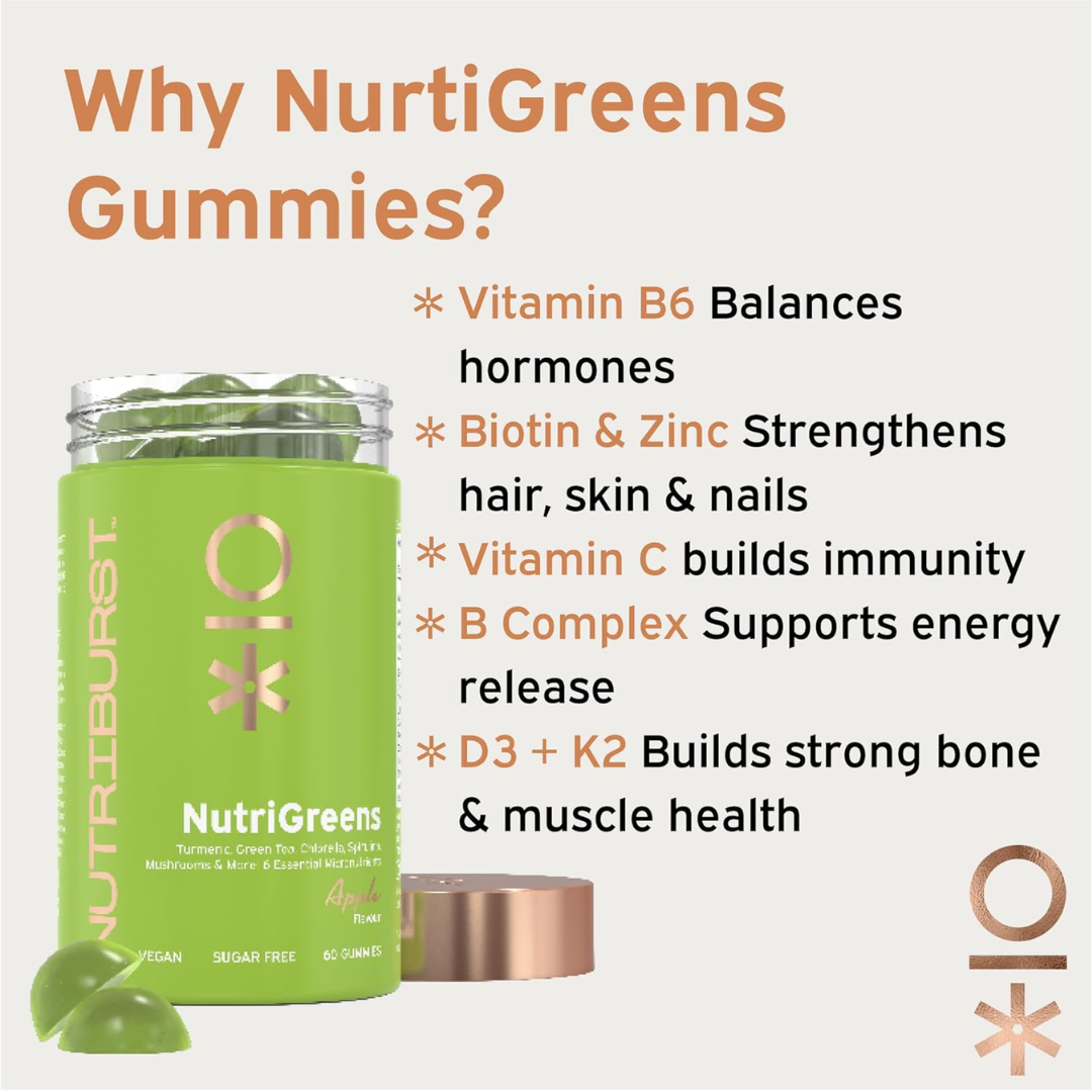 Nutriburst Nutri Greens 60 Gummies Apple
