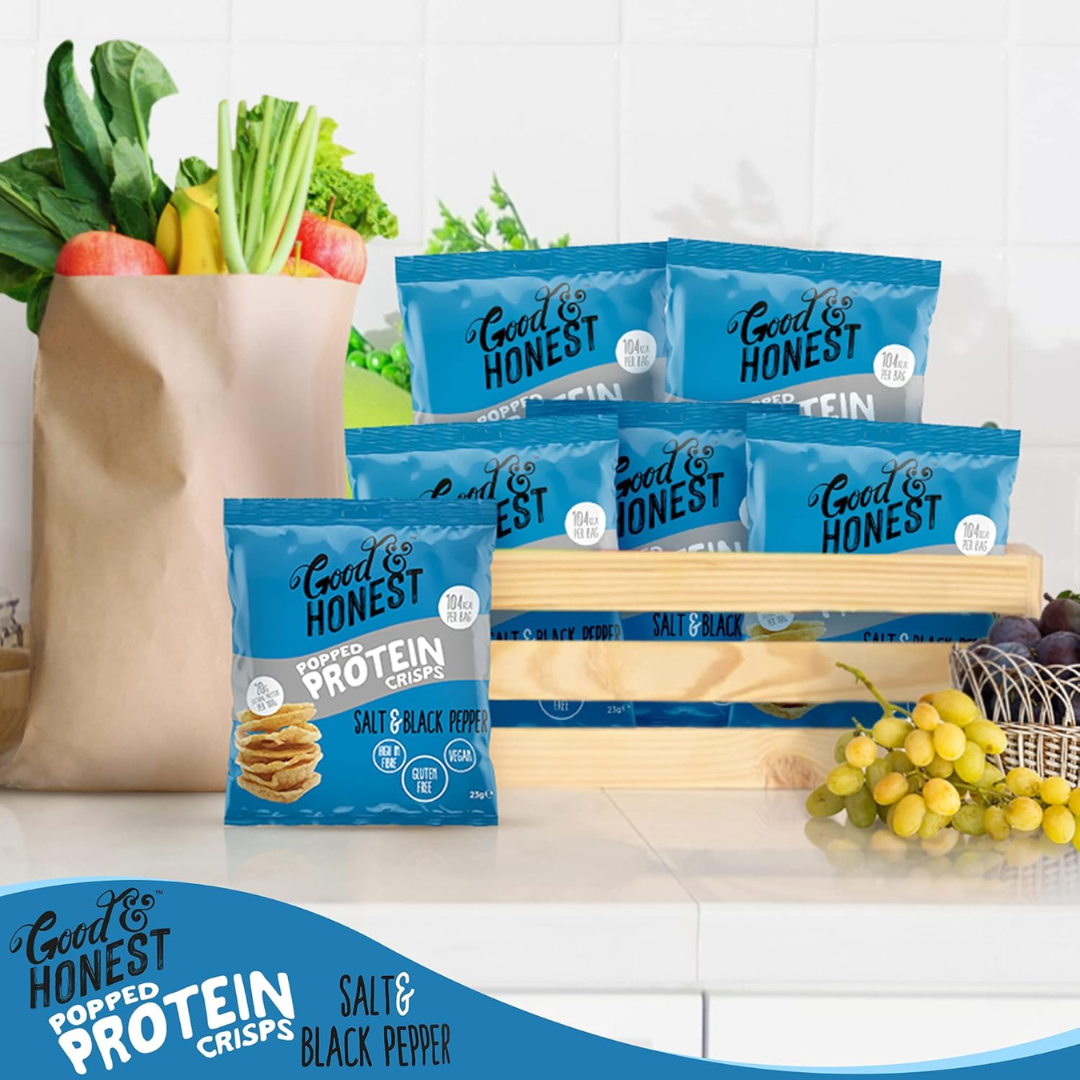 Good & Honest Popped Protein Crisps 24x23g - Salt & Pepper