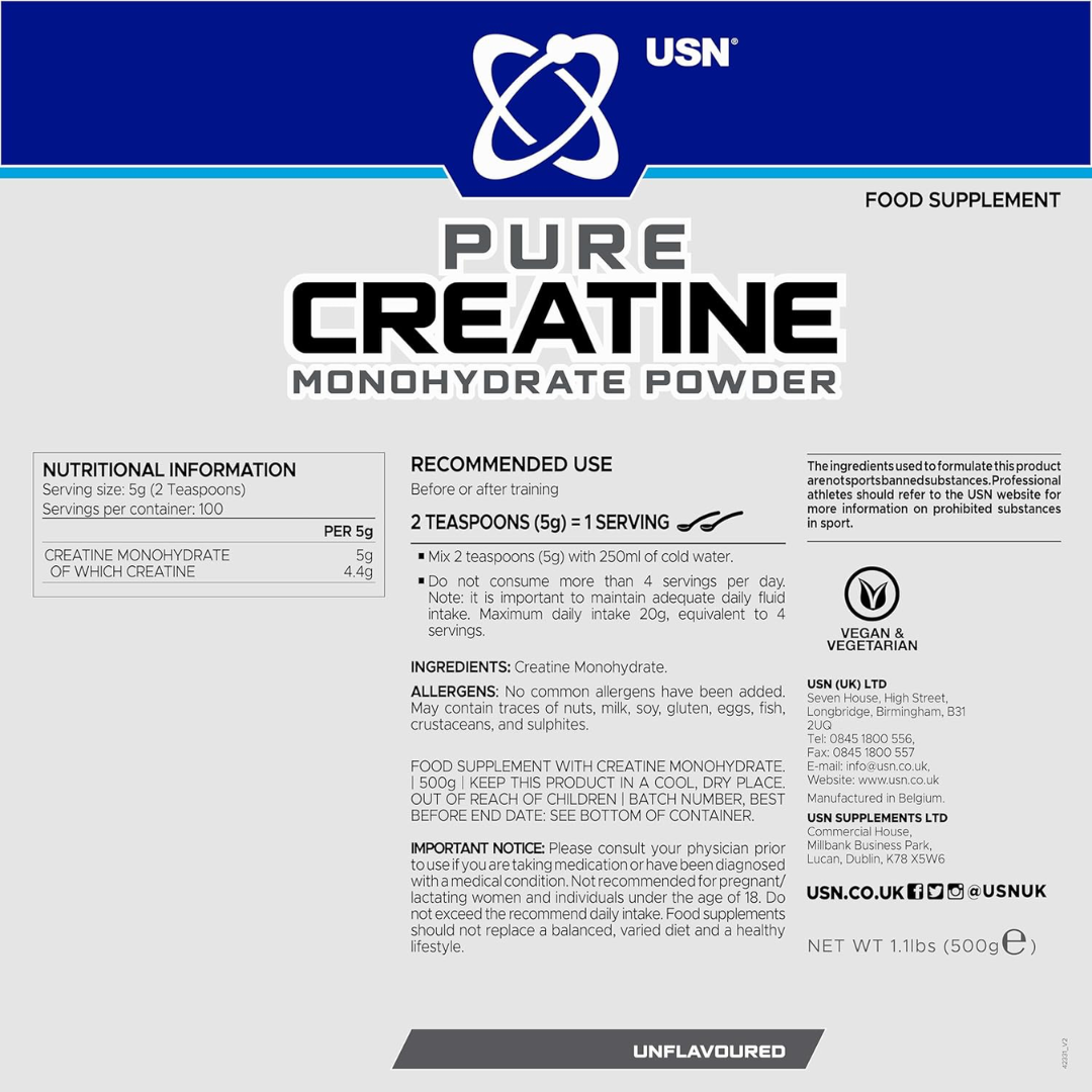 USN Creatine Micronized Monohydrate 500g - Tropical Thunder