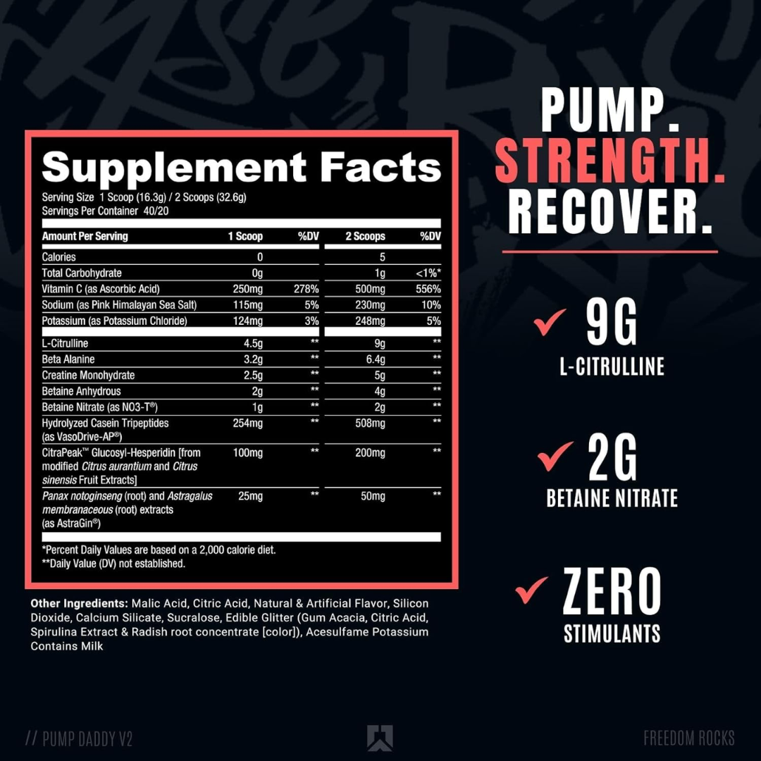 RYSE Pump Daddy V2 Non-Stim Pre-Workout 650g - Freedom Rocks